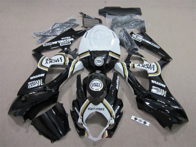 Schwarz Lucky Strike Weiß Motul GSXR 1000 K7 2007-2008 Verkleidungen Schwarz Lucky Strike Weiß Motul GSXR 1000 K7 2007-2008 Verkleidungen