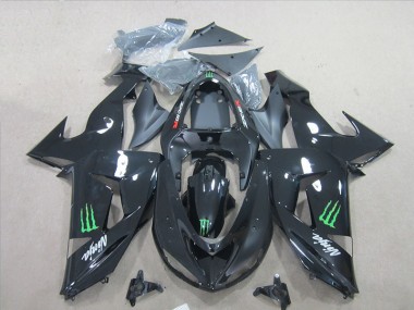 Schwarz Ninja Grünmonster ZX6R 2007-2008 Verkleidungen