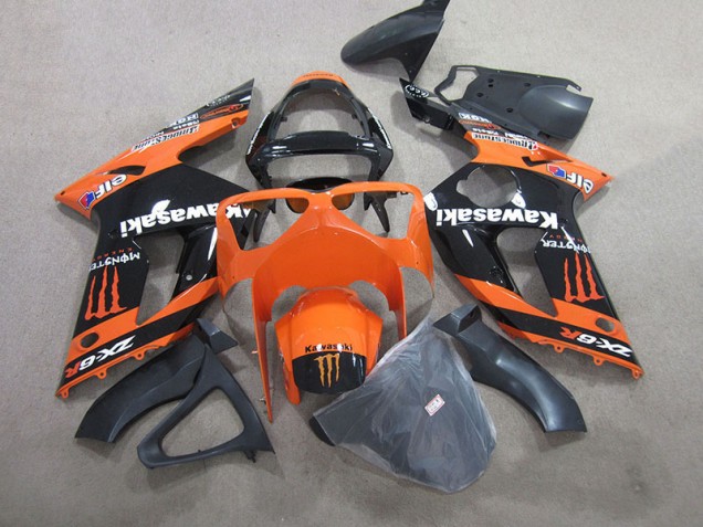 Schwarz Orange Monster ZX6R 2003-2004 Verkleidungen Schwarz Orange Monster ZX6R 2003-2004 Verkleidungen