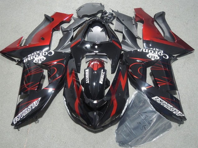Schwarz Rot Corona Extra ZX10R 2006-2007 Verkleidungen Schwarz Rot Corona Extra ZX10R 2006-2007 Verkleidungen