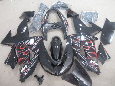 Schwarz Rot Weiß Flamme Ninja ZX10R 2006-2007 Verkleidungen