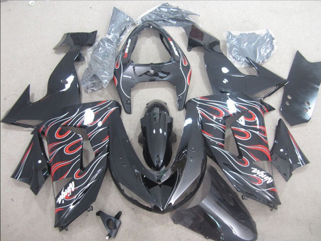 Schwarz Rot Weiß Flamme Ninja ZX10R 2006-2007 Verkleidungen