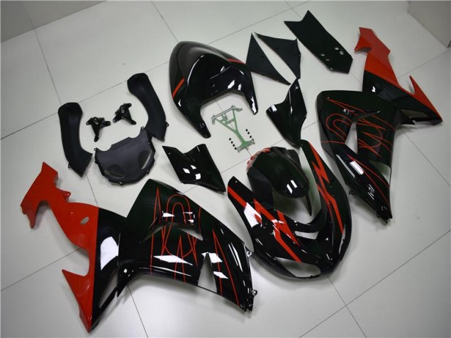 Schwarz Rot ZX10R 2006-2007 Verkleidungen