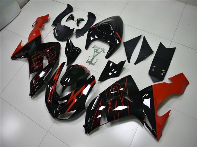 Schwarz Rot ZX10R 2006-2007 Verkleidungen
