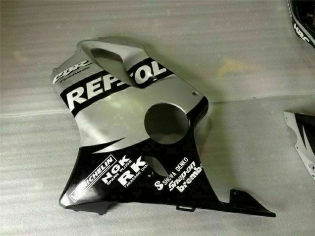 Schwarz Silber Repsol CBR 600 F4i 2001-2003 Verkleidungen Schwarz Silber Repsol CBR 600 F4i 2001-2003 Verkleidungen