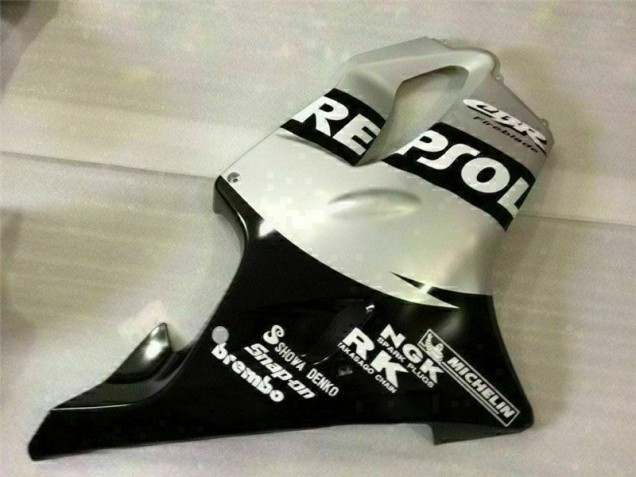 Schwarz Silber Repsol CBR 600 F4i 2001-2003 Verkleidungen Schwarz Silber Repsol CBR 600 F4i 2001-2003 Verkleidungen
