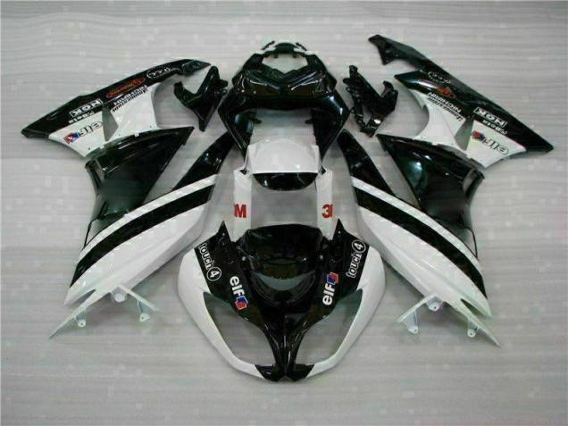 Schwarz Weiß 3M Touch4 ZX6R 2009-2012 Verkleidungen