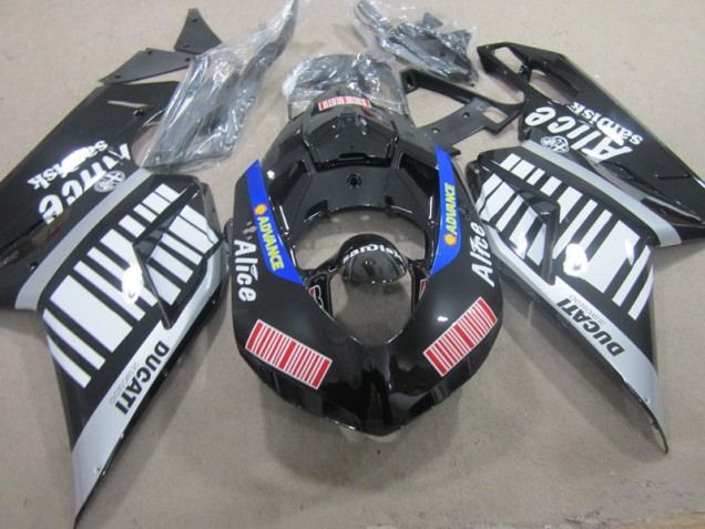 Schwarz Weiß Advance Alice Ducati 1098 2007-2014 Verkleidungen Schwarz Weiß Advance Alice Ducati 1098 2007-2014 Verkleidungen