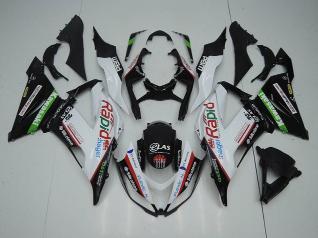 Schwarz Weiß Rapid Hager ZX6R 2013-2018 Verkleidungen Schwarz Weiß Rapid Hager ZX6R 2013-2018 Verkleidungen