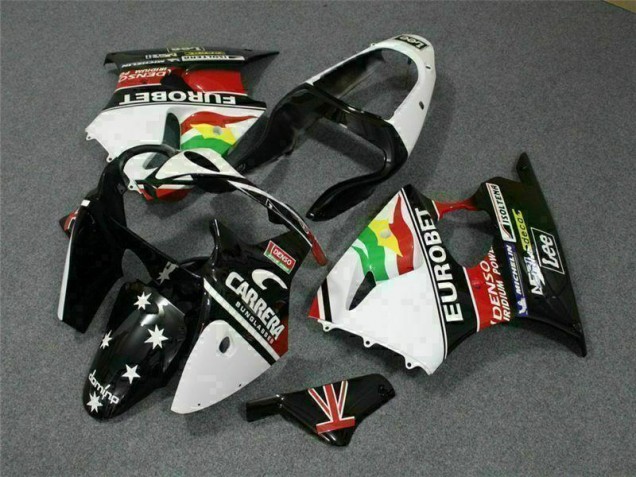 Schwarz Weißer Eurobet ZX6R 2000-2002 Verkleidungen