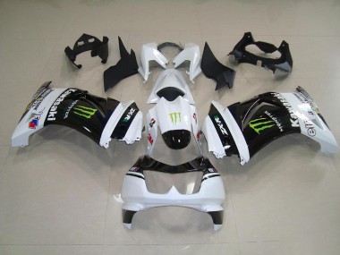 Schwarz Weißes Monster ZX 250R 2008-2012 Verkleidungen