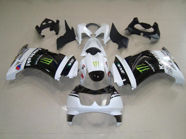Schwarz Weißes Monster ZX 250R 2008-2012 Verkleidungen