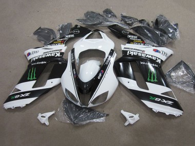 Schwarz Weißes Monster ZX6R 2007-2008 Verkleidungen