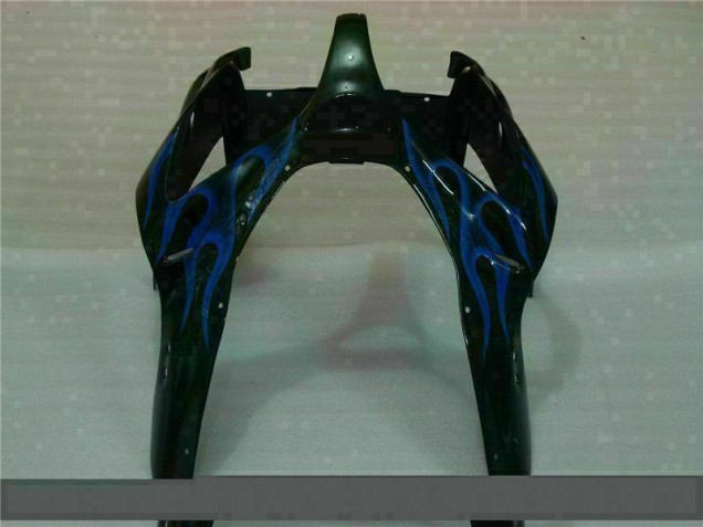 Schwarz mit Blaur Flamme ZX6R 2000-2002 Verkleidungen Schwarz mit Blaur Flamme ZX6R 2000-2002 Verkleidungen