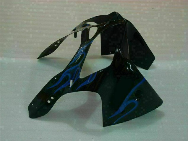 Schwarz mit Blaur Flamme ZX6R 2000-2002 Verkleidungen Schwarz mit Blaur Flamme ZX6R 2000-2002 Verkleidungen