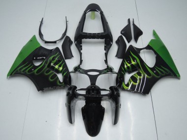 Schwarz mit Grün Flamme ZX6R 2000-2002 Verkleidungen