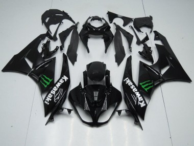Schwarz mit Monster ZX6R 2009-2012 Verkleidungen