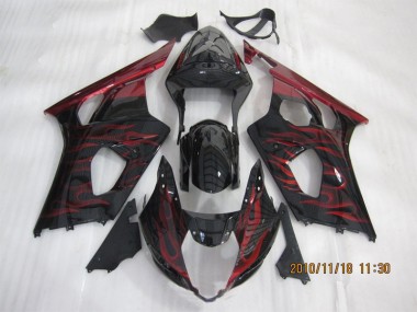 Schwarz rote Flamme GSXR 1000 K3 2003-2004 Verkleidungen