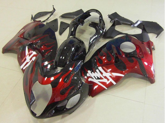 Schwarz rote Flamme GSXR 1300 Hayabusa 1996-2007 Verkleidungen