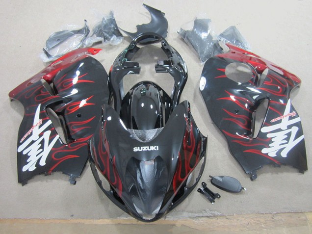 Schwarz rote Flamme GSXR 1300 Hayabusa 1996-2007 Vollverkleidung Schwarz rote Flamme GSXR 1300 Hayabusa 1996-2007 Vollverkleidung
