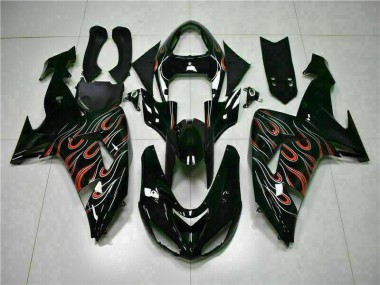 Schwarz rote Flamme ZX10R 2006-2007 Verkleidung
