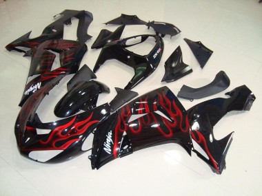 Schwarz rote Flamme ZX10R 2006-2007 Verkleidungen