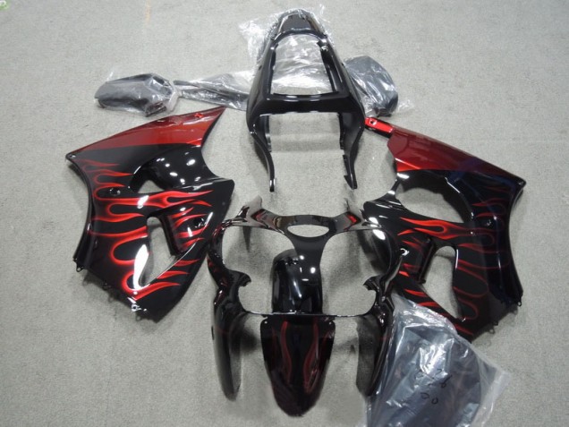 Schwarz rote Flamme ZX6R 2000-2002 Verkleidung Schwarz rote Flamme ZX6R 2000-2002 Verkleidung