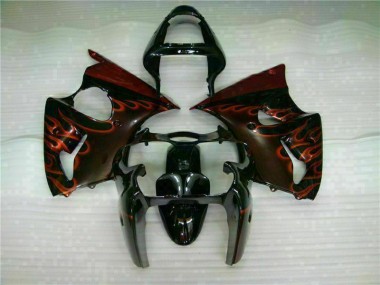 Schwarz rote Flamme ZX6R 2000-2002 Verkleidungen