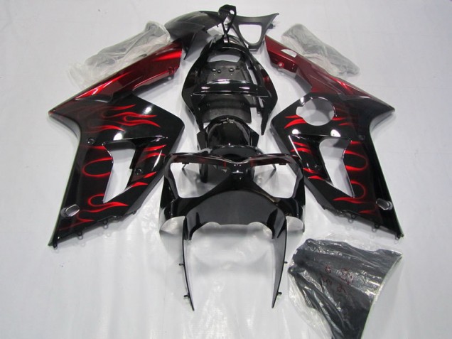 Schwarz rote Flamme ZX6R 2003-2004 Verkleidungen Schwarz rote Flamme ZX6R 2003-2004 Verkleidungen