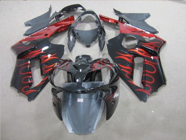 Schwarz rote Flamme ZX6R 2007-2008 Verkleidung