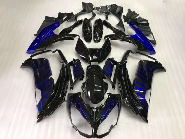 Schwarze Blau Flamme EX650 2012-2016 Verkleidungen