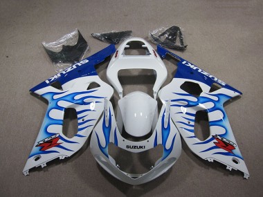 Weiß Blau Flamme GSXR 750 K1 K2 K3 2001-2003 Verkleidungen