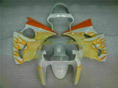Weiß Gelb Flamme ZX6R 2000-2002 Verkleidungen