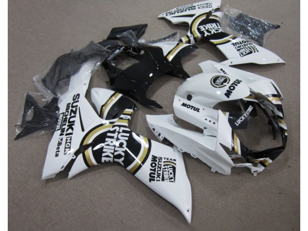 Weiß Lucky Strike Schwarz Motul GSXR 600 K11 2011-2024 Verkleidung Weiß Lucky Strike Schwarz Motul GSXR 600 K11 2011-2024 Verkleidung