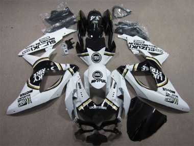 Weiß Lucky Strike Schwarz Motul GSXR 600 K8 2008-2010 Verkleidungen