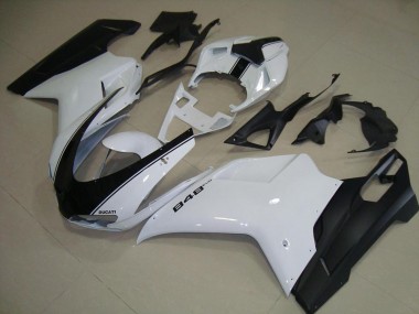 Weiß Matt Schwarz Ducati 848 1098 1198 2007-2014 Verkleidungen