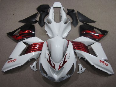 Weiß Rot Ninja ZX14R ZZR 1400 2006-2011 Verkleidungen