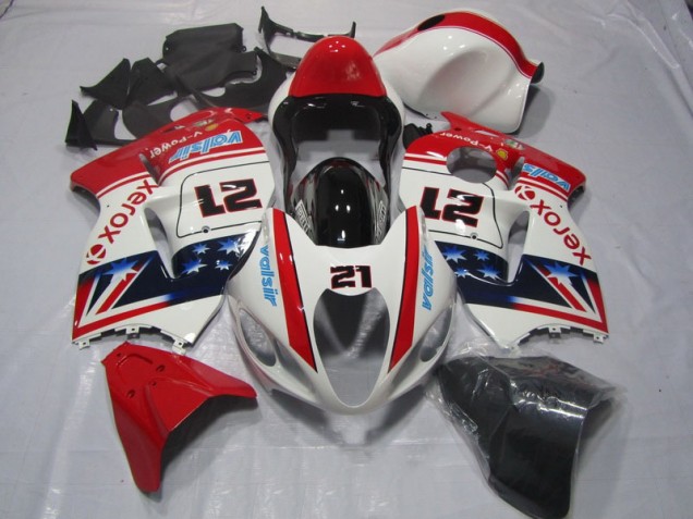 Weiß Rot Xerox 21 GSXR 1300 Hayabusa 1996-2007 Verkleidungen