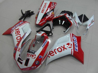 Weiß Rot Xerox Ducati 848 1098 1198 2007-2014 Verkleidung