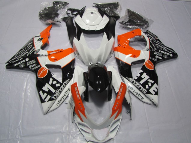 Weiß Schwarz Orange Bright Logic GSXR 1000 K9 2009-2016 Verkleidungen