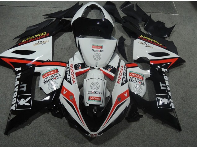 Weiß Schwarz Rizoma Playboy ZX6R 2005-2006 Verkleidungen Weiß Schwarz Rizoma Playboy ZX6R 2005-2006 Verkleidungen
