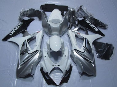 Weiß Silber Schwarz GSXR 1000 K7 2007-2008 Verkleidungen