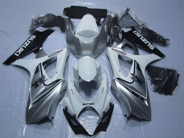 Weiß Silber Schwarz GSXR 1000 K7 2007-2008 Verkleidungen Weiß Silber Schwarz GSXR 1000 K7 2007-2008 Verkleidungen
