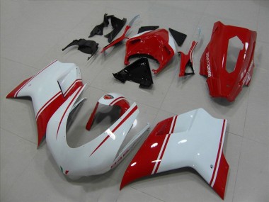 Weiß Und Rot Rennen Version Ducati 848 1098 1198 2007-2014 Verkleidungen