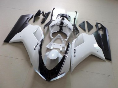 Weiß Und Schwarz Streifen Ducati 848 1098 1198 2007-2014 Verkleidungen